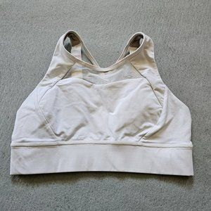Lululemon Sz 10 White Breathe it In Sports Mesh Bra LW2BT2 Med Support Hook &Eye